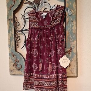 Knox Rose Red Smocked Square Neck Top. NWT Size S